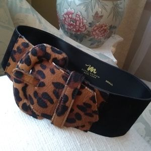 Genuine Suede Leopard Calfskin Wide Belt